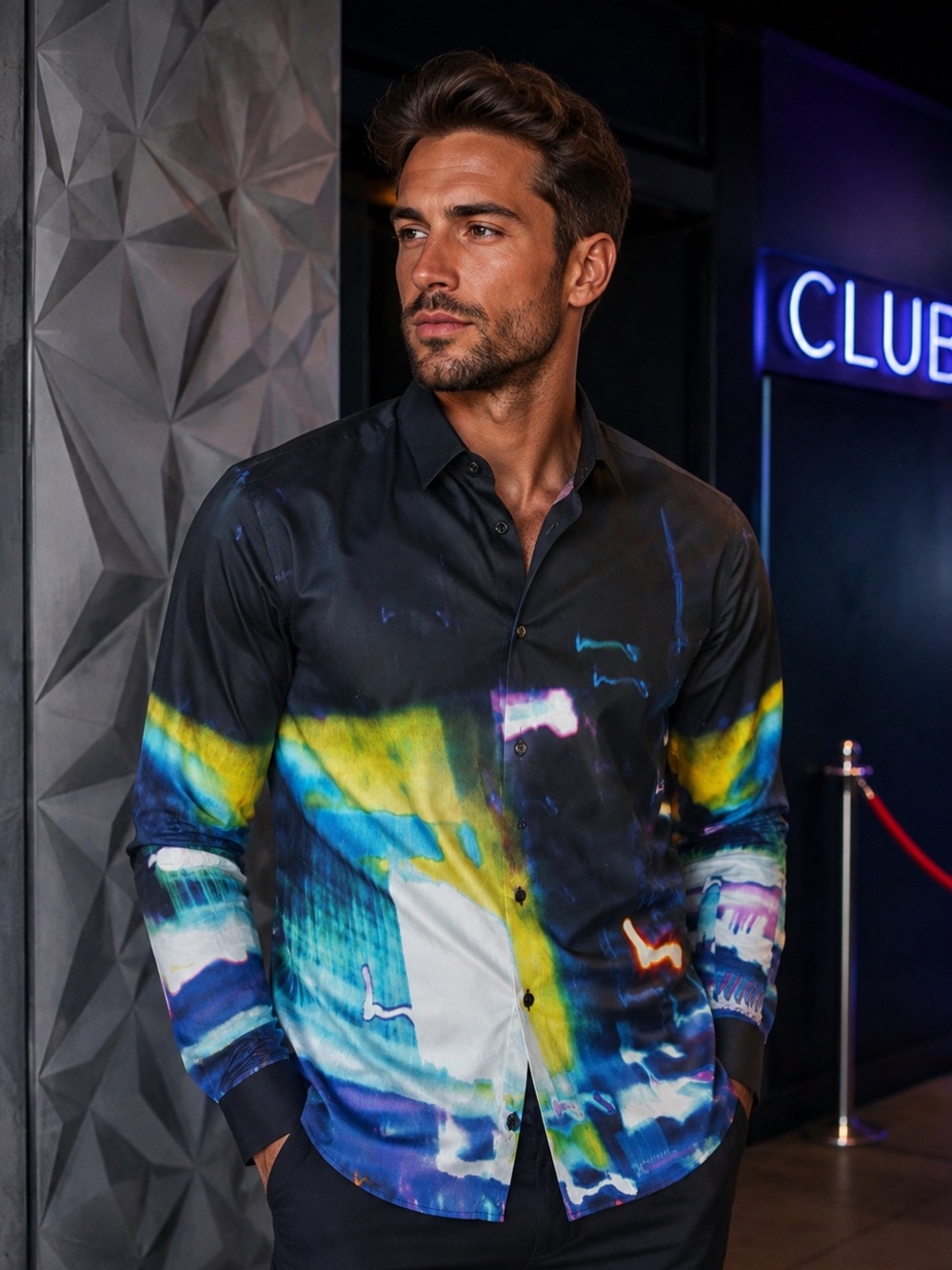 HUGO Hugo Boss Men’s Extra Slim Fit Abstract Print Shirt NWT Size M